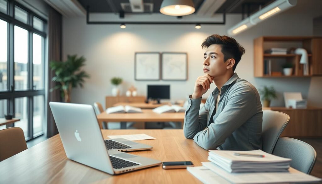 A modern, well-lit office interior with a wooden desk and minimalist decor. On the desk, a laptop, a smartphone, and a stack of documents labeled "小額信貸". A young entrepreneur, wearing a casual yet professional outfit, sits at the desk, deep in thought, contemplating the financial options available for their startup. The room is filled with a sense of focus and determination, reflecting the unique considerations and challenges faced by new businesses seeking small-scale financing. A modern, well-lit office interior with a wooden desk and minimalist decor. On the desk, a laptop, a smartphone, and a stack of documents labeled "小額信貸". A young entrepreneur, wearing a casual yet professional outfit, sits at the desk, deep in thought, contemplating the financial options available for their startup. The room is filled with a sense of focus and determination, reflecting the unique considerations and challenges faced by new businesses seeking small-scale financing.