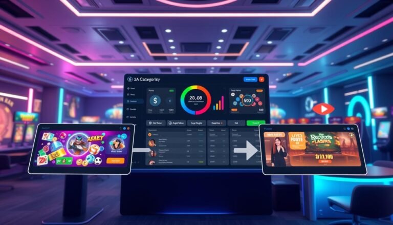A sleek, modern interface showcasing a digital currency conversion feature specific to the 3A platform. In the foreground, vivid representations of three game categories: electronic games, sports betting, and live dealer experiences, each illustrated with icons and vibrant colors. The middle ground displays a user-friendly dashboard with smooth animated transitions, highlighting the speed of point conversions. The background features a futuristic gaming environment with soft, ambient lighting that conveys a high-tech atmosphere. The image should have a professional and dynamic mood, emphasizing efficiency and seamless functionality, captured with a wide-angle perspective to provide depth. Ensure no text, logos, or watermarks are present.